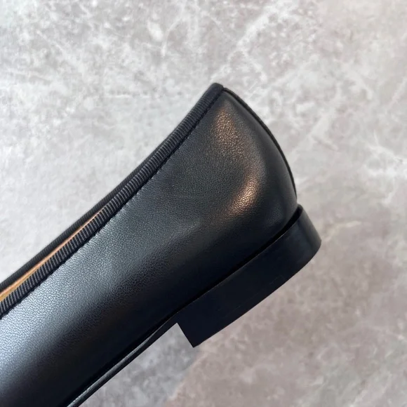 CHANEL Black Leather CC Embossed Bow Ballet Flats - Picture 5 of 6